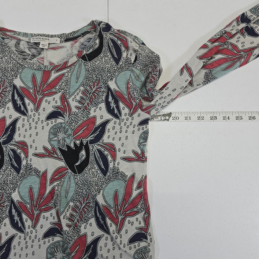Stateside Floral Print Long Sleeve Top Women's L Made in USA - Picture 3 of 7